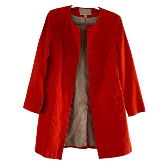 Banana Republic Orange Textured Lined Long Blazer Size XS - Picture 1 of 12